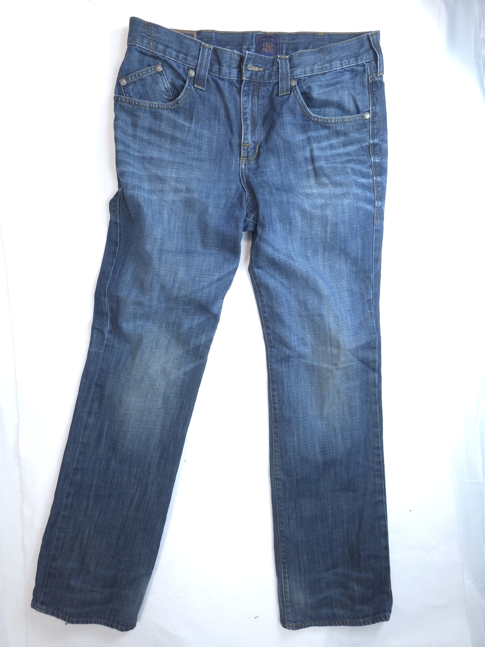 Rock & Republic Men’s Jeans 36x34 Blue Straight Bootcut Distressed Fade